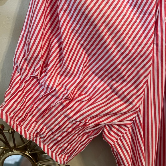 J. Crew Button-up MIDI Dress in Striped Cotton Poplin Medium Red White Oversized - Picture 7 of 13